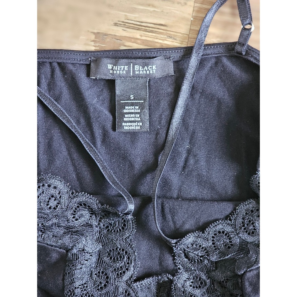 Vintage Y2K Black Lace Trim Cami‎ Top Small Black Fairy Romance - Picture 2 of 3